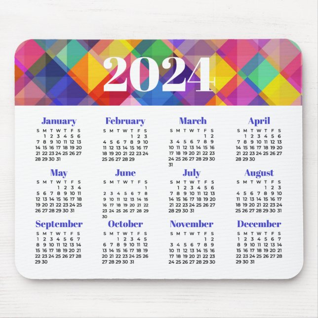 Farblicher Kalender 2024 Mousepad (Vorne)