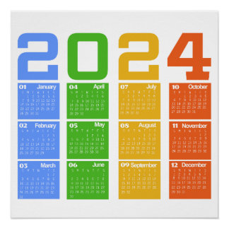 Farblicher Kalender 2024 Poster