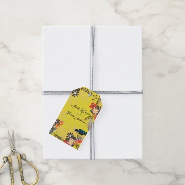 FARBLICHES GELBFLORALLBOHO GESCHENKANHÄNGER (Mit Garn)