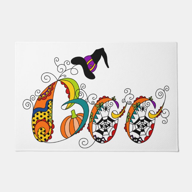 FARBLICHES HALLOWEEN-BOO-SPRICHWORT FUßMATTE (Vorderseite)