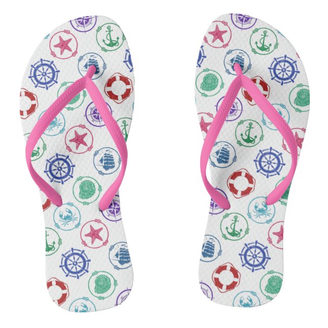 Farbliches Nautikmuster Flip Flops (Fußbett)