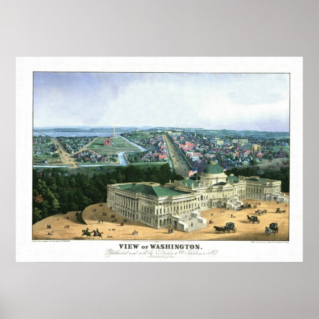 FarbLithograph 1852 - View of Washington Poster (Vorne)