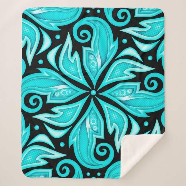 Farbloses Muster mit floralen Ethnic Motiven Sherpadecke (Vorderseite)