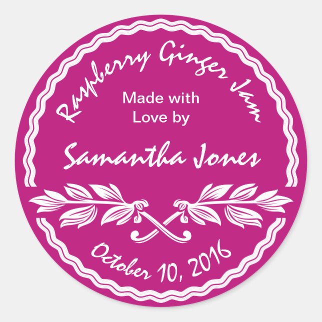 Farbmarkierung Rosa und Weiß Classic-Konfitüre / G Runder Aufkleber (Vorderseite)