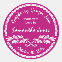 Farbmarkierung Rosa und Weiß Classic-Konfitüre / G Runder Aufkleber