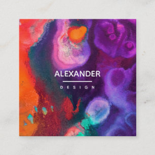 Farbmeditation   Abstrakte Aquarellkunst Quadratische Visitenkarte