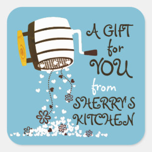 Farbmehlsifter aus der Küche Quadratischer Aufkleber