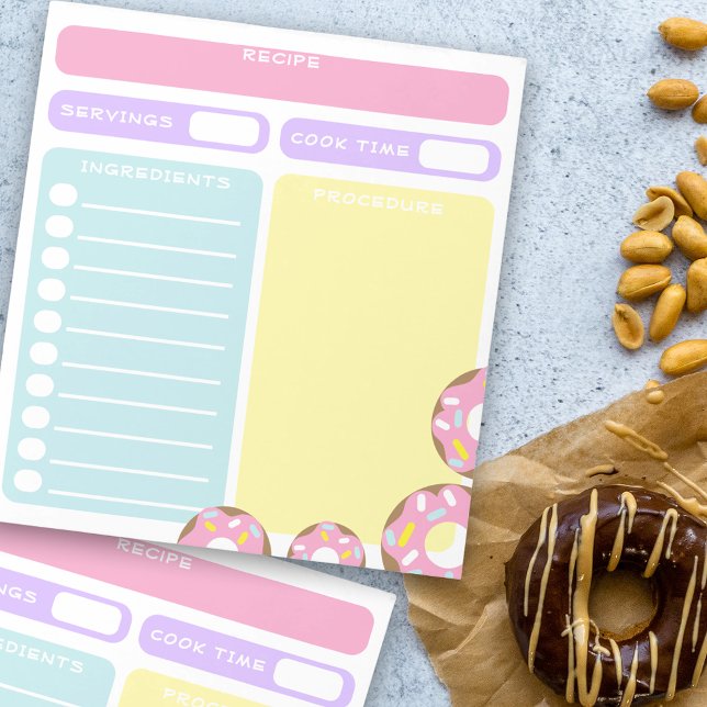 Farbmodifizierbares Blankblatt Konditorrei Rezept Notizblock (Von Creator hochgeladen)