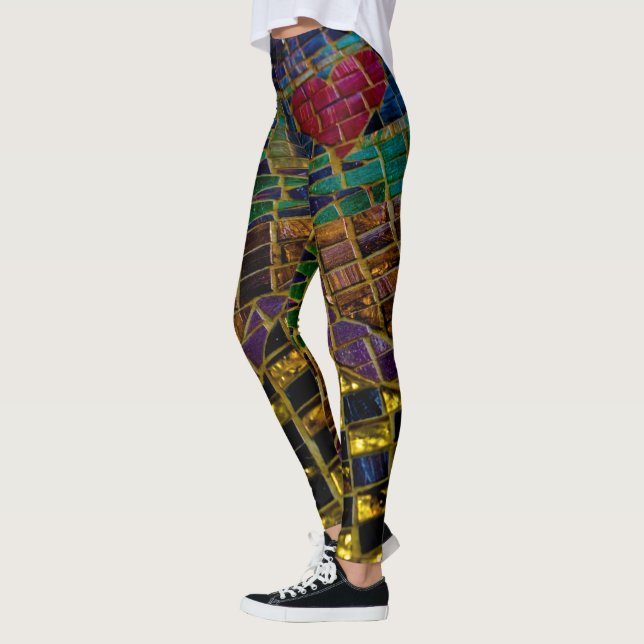 Farbmosaik Rotes Herz Leggings (Links)