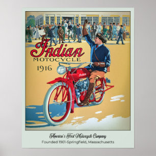 Farbmotorrad im Vintage-Stil Poster