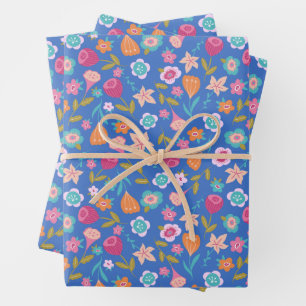 Farbmuster abstrakter Blume Geschenkpapier Set