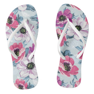 Farbmuster auf blau flip flops