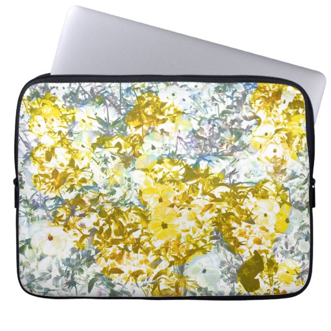 Farbmuster der gelbgrauen Blume Laptopschutzhülle (Vorderseite)