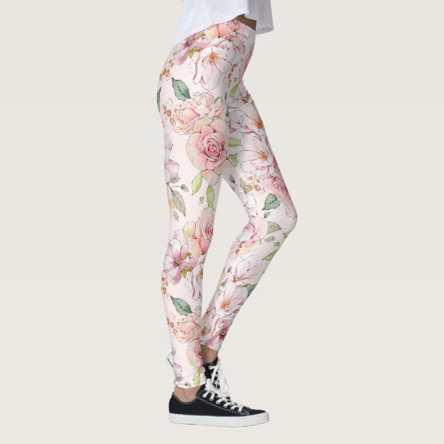 Farbmuster der Rose in Pastellfarbe Leggings (Rechts)