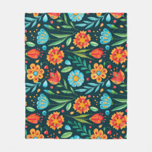Farbnahtlose handillustrierte Blume Fleecedecke