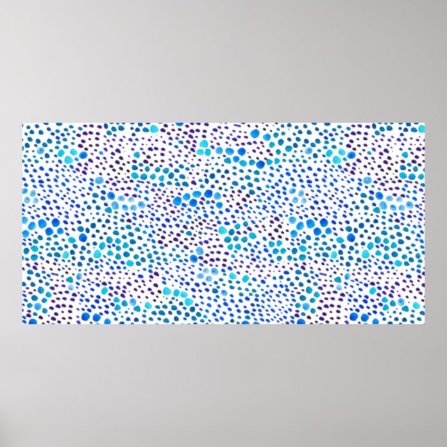 Farbnahtloses Muster mit blauen Flecken Poster (Vorne)