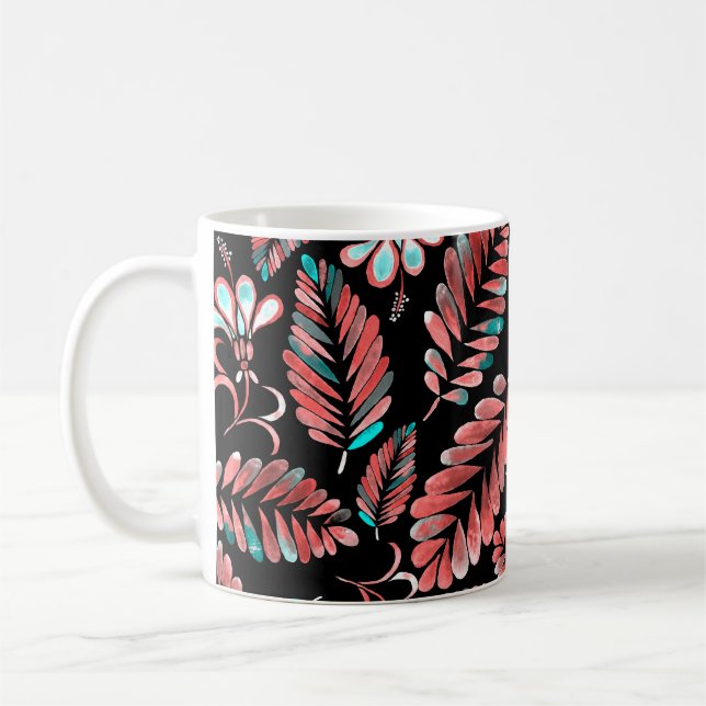Farbnahtloses Muster mit Hintergrund der Blume Kaffeetasse (Links)