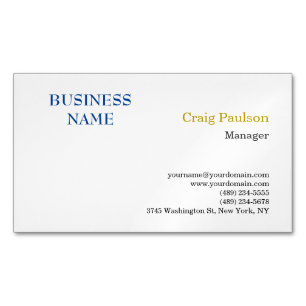 Farbname Blau Weiß Minimalistisch modern Magnetische Visitenkarte