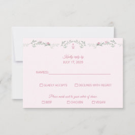 Farbnuancen von rosa Laub Monogramm RSVP Antwortka Karte