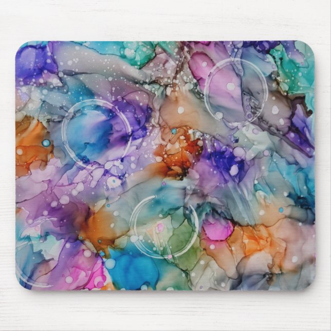 Farborange, lila, rosa, blaue abstrakte Kunst Mousepad (Vorne)