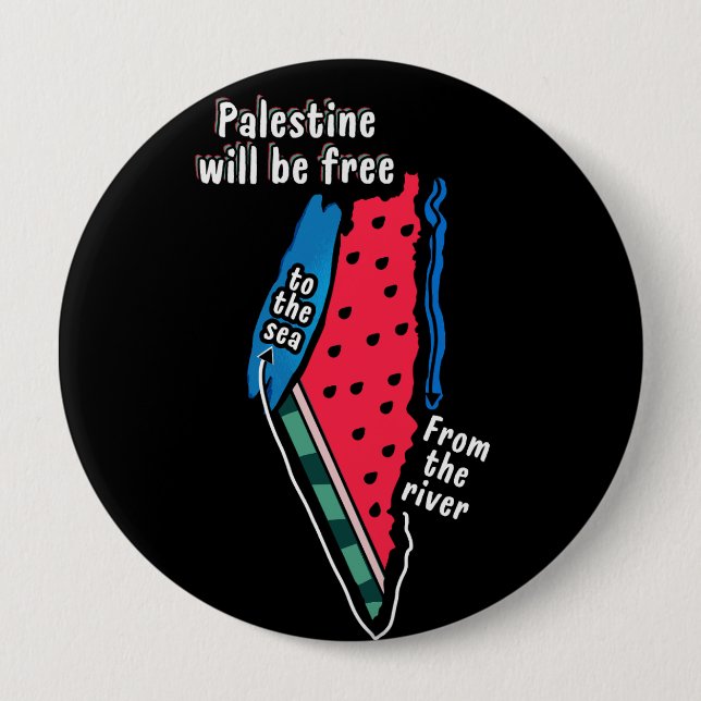 Farbpalestine Wassermelon Karte Grafikdesign Button (Vorderseite)