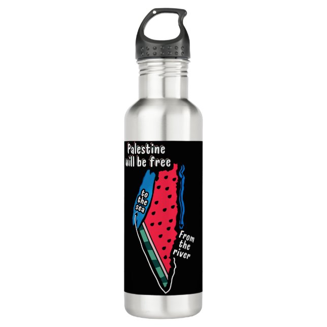 Farbpalestine Wassermelon Karte Grafikdesign Edelstahlflasche (Vorderseite)