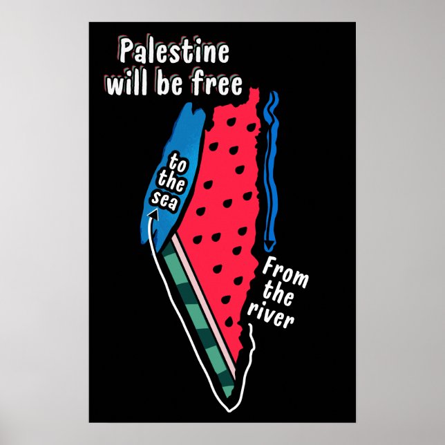 Farbpalestine Wassermelon Karte Grafikdesign Poster (Vorne)