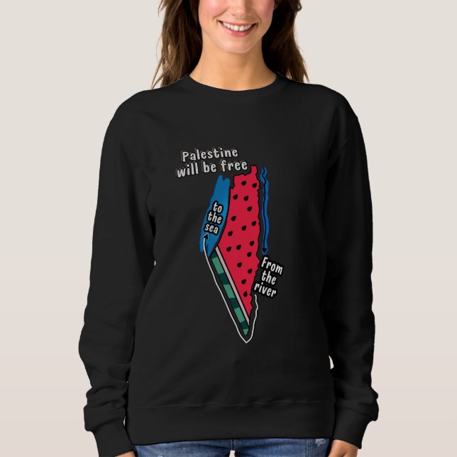 Farbpalestine Wassermelon Karte Grafikdesign Sweatshirt (Vorderseite)