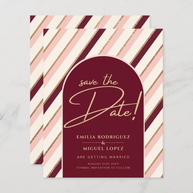 Farbpalette Burgundy Pink Gold Hochzeit (Vorne/Hinten)