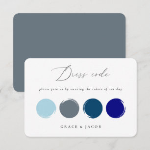 Farbpalette der blauen und blauen Hochzeitsfarbe RSVP Karte