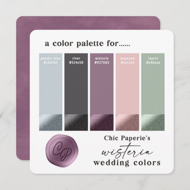 Farbpalette für die Hochzeitskiste "Lavendel & Pin Einladung (Vorne/Hinten)