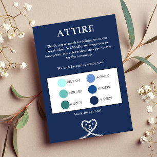 Farbpalette für die Hochzeitskleidung des blauen H Begleitkarte