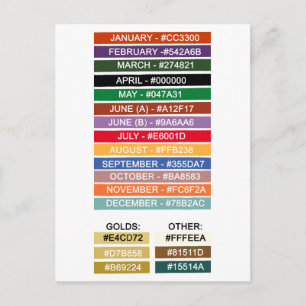 Farbpalette für Geburtstagskreuz Postkarte