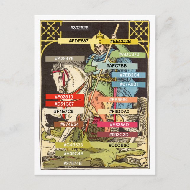 Farbpalette für St. George auf Horseback (BS 01) Postkarte (Vorderseite)