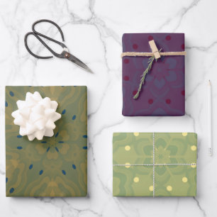 Farbpalette lila und grün geschenkpapier set