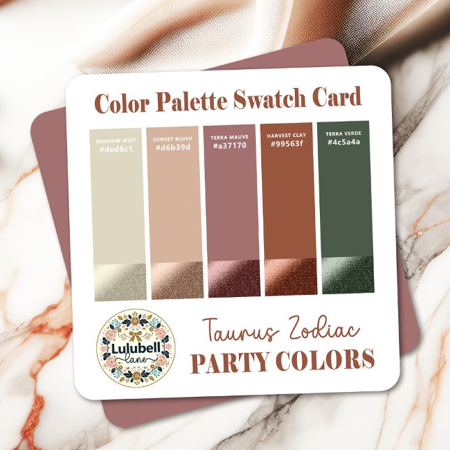 Farbpalette Palette Karte für Taurus Zodiac Zeiche (Coordinate Your Taurus Zodiac Event With Our Handy Exclusive Color Palette. Match Everything!)