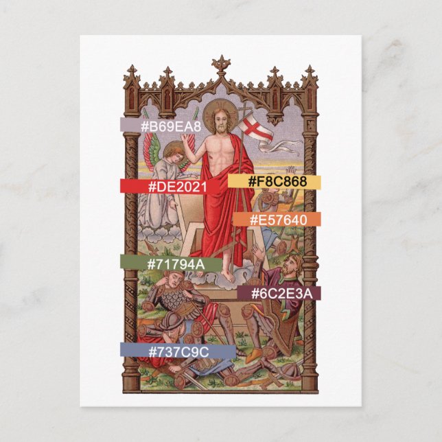 Farbpalette-Risen Christus & Soldaten am Grab Postkarte (Vorderseite)
