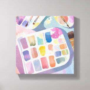 Farbpalette Schöne Kunst Bunte Wasserfarbe Leinwanddruck
