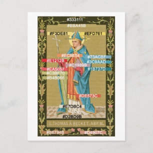 Farbpalette-St. Thomas Becket-Sword in Miter Postkarte