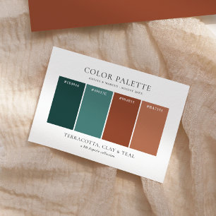 Farbpalette Terracotta, Clay und Aquamarine Hochze Begleitkarte