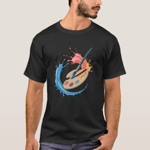 Farbpalette und Pinsel Kunstlehrer Künstler Malen T-Shirt
