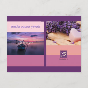 Farbpalettenstreifen-Monogramm des Fotos Postkarte