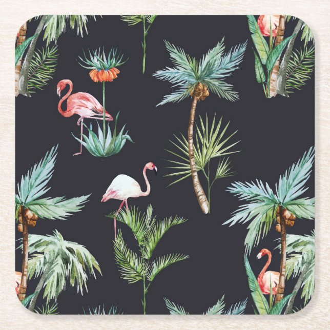 Farbpalmenmuster Rechteckiger Pappuntersetzer (Vorderseite)