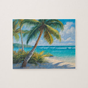 Farbparadies der Tropen mit Meer und Palmen Puzzle