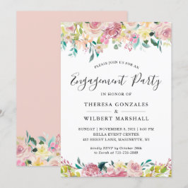 Farbpatronin Blush Floral Engagement Party Einladung