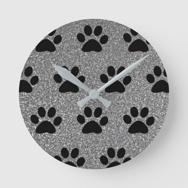 Farbpatterne Schwarz Silvery Gray Glitzer Niedlich Runde Wanduhr (Vorderseite)