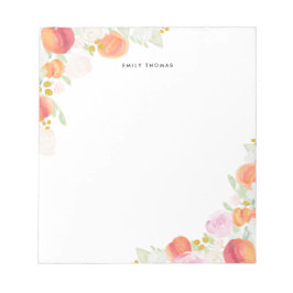 Farbpfirsiche floraler Personalisierter Notepad Notizblock