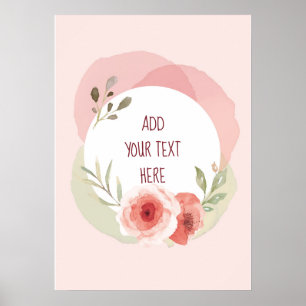 FARBPINK UND GRÜNES BLUMENKUSTOM POSTER