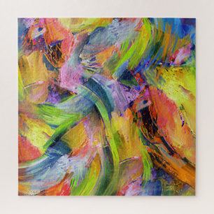 Farbpinselstriche in Gelb Puzzle