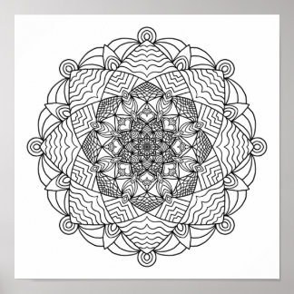 Farbplakat - Wave Blume Mandala Poster